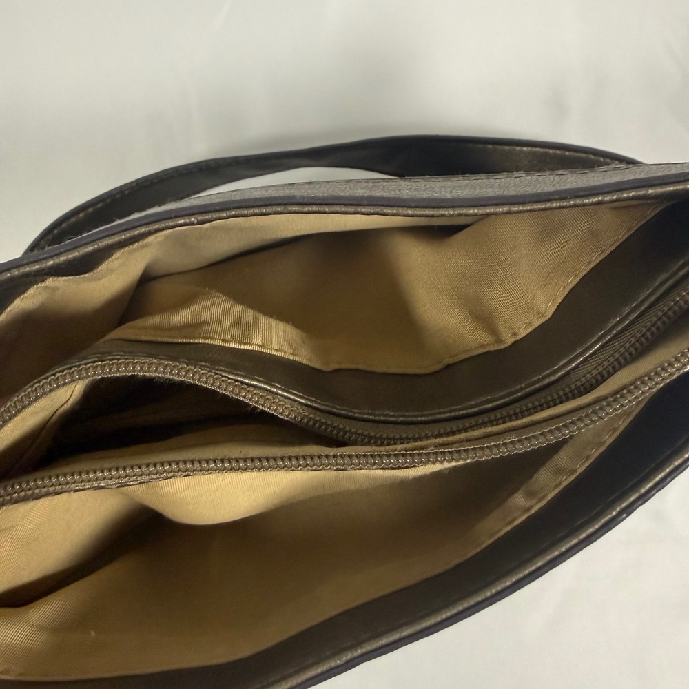 Liz & Co Shoulder Bag Womens Medium Bronze Metallic Faux Leather Y2K Satchel - Picture 9 of 14